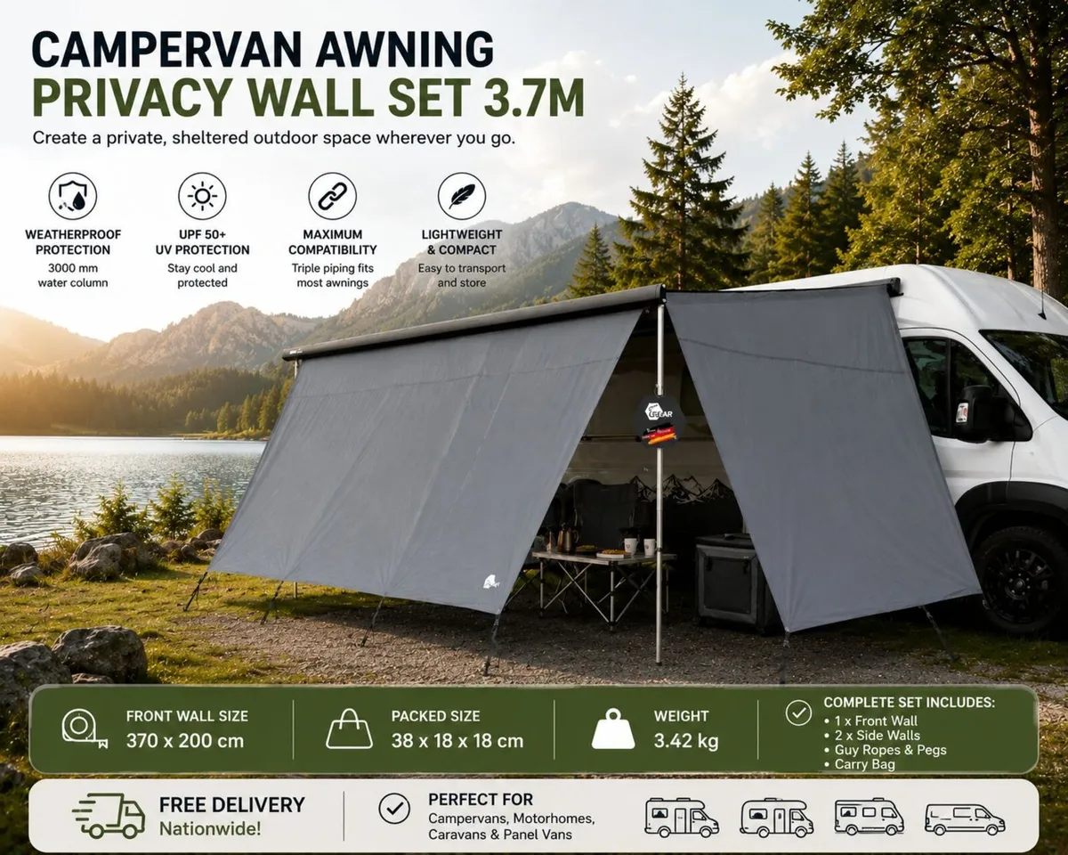Campervan & Caravan Awning Privacy Wall Set 370 x - Image 1