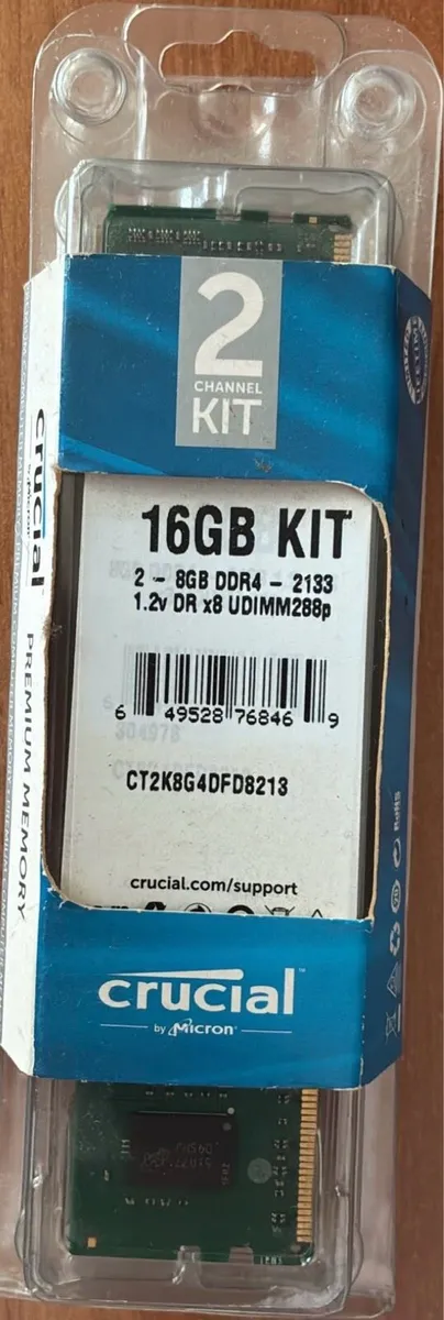 Crucial 16GB Ram Kit 2 x 8GB DDR 4 2133 MHZ UDimm - Image 1