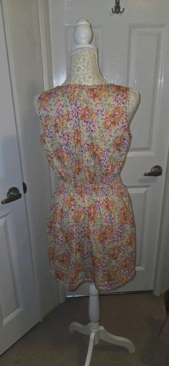 Evie Floral Mini Dress Size 12 Pastel Boho Summer - Image 3