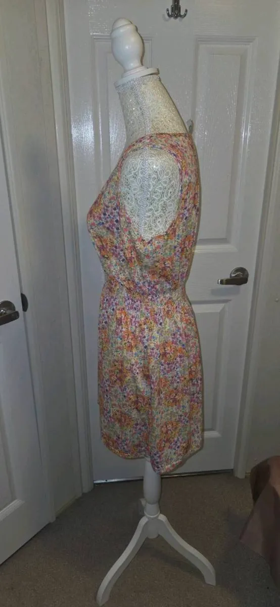 Evie Floral Mini Dress Size 12 Pastel Boho Summer - Image 2