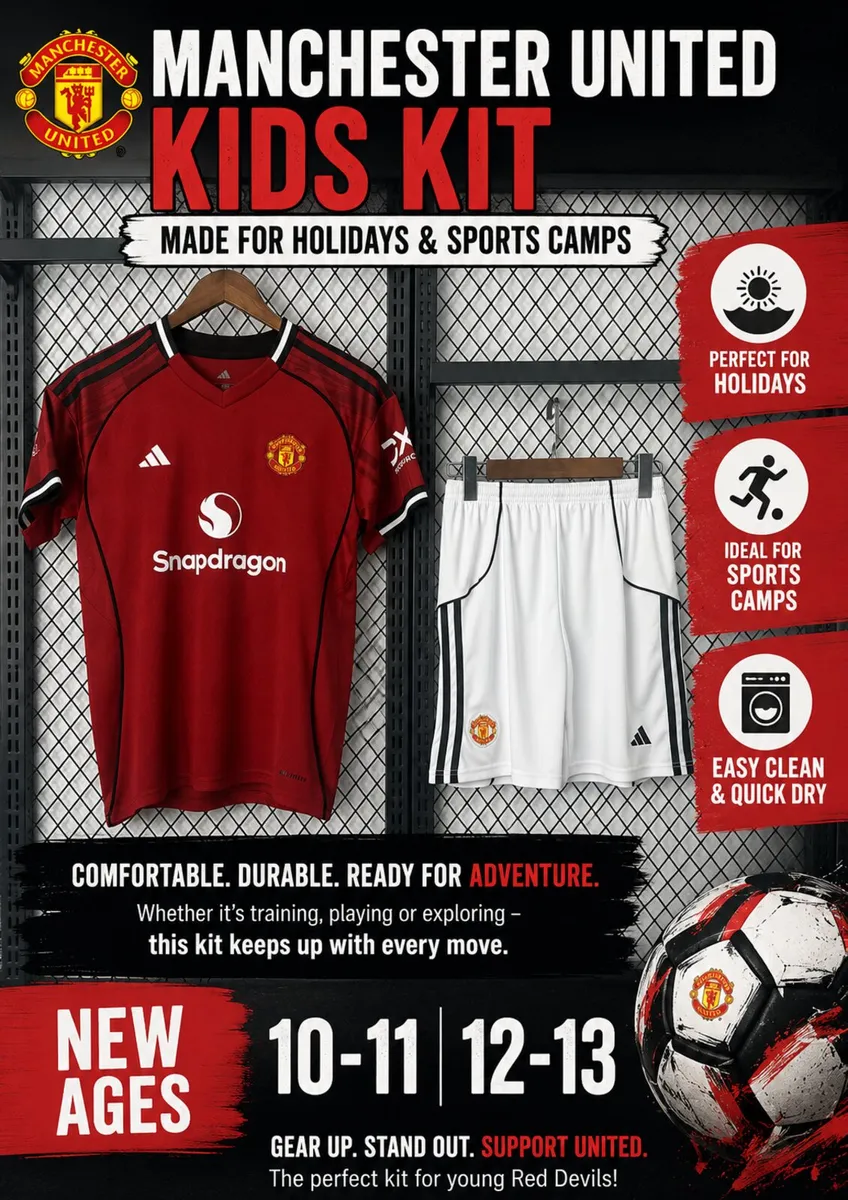Man united kids soccer kit new - Image 1