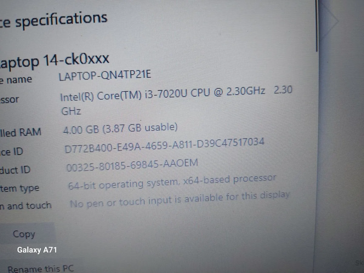 HP Laptop, 14 inch Red, Intel Core i3-7020 CPU 2.3 - Image 4