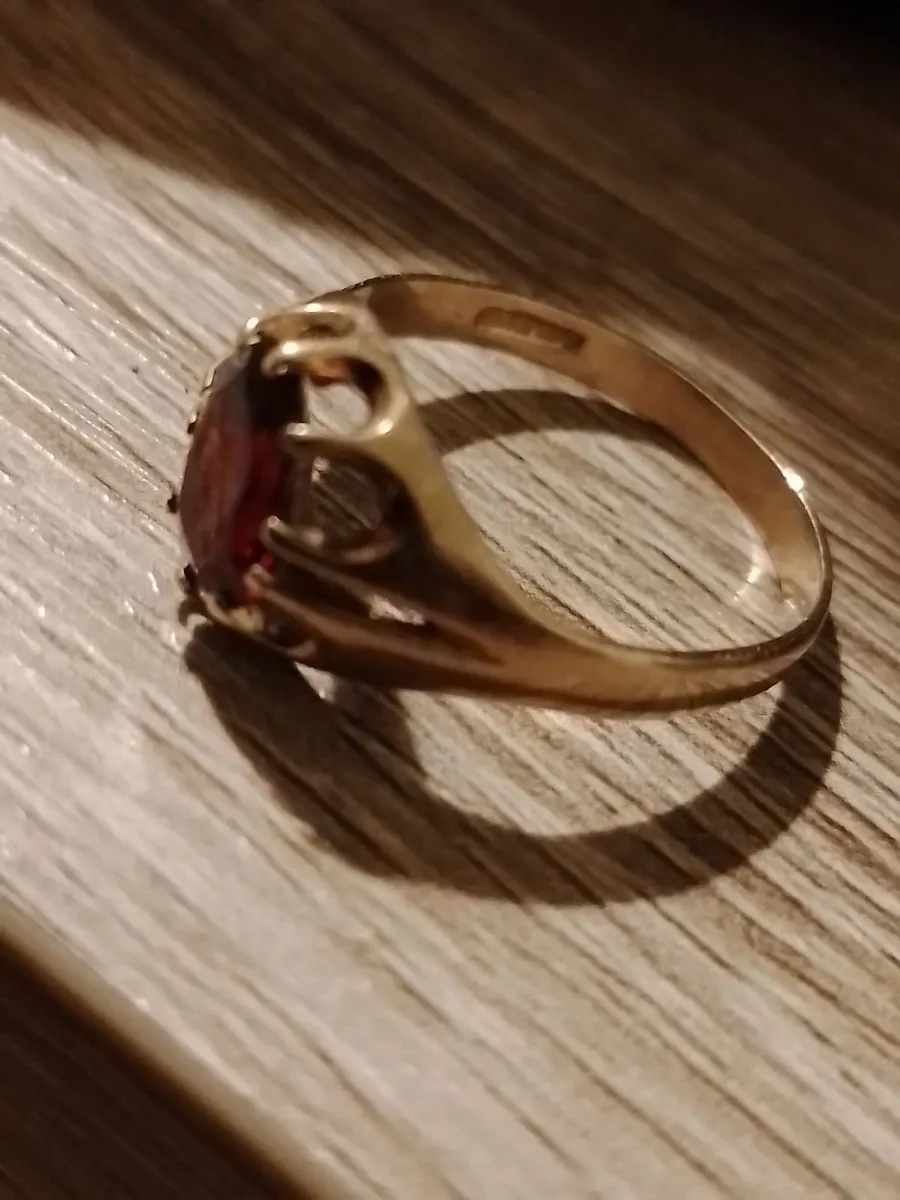 9ct Gold Ring with Garnet - Image 1