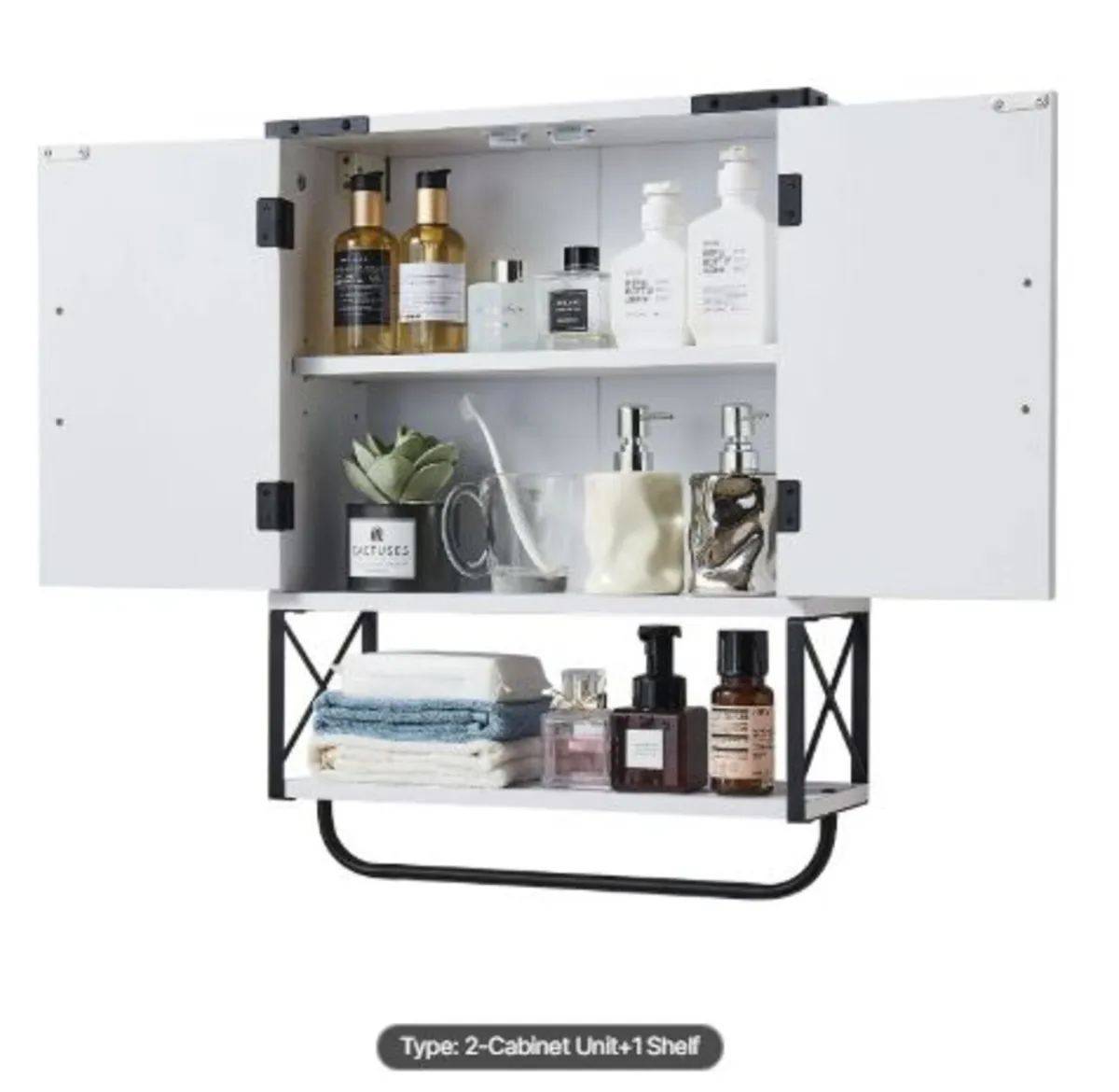 Bathroom Wall Cabinet, with 2 Doors & Adjustable - Image 3