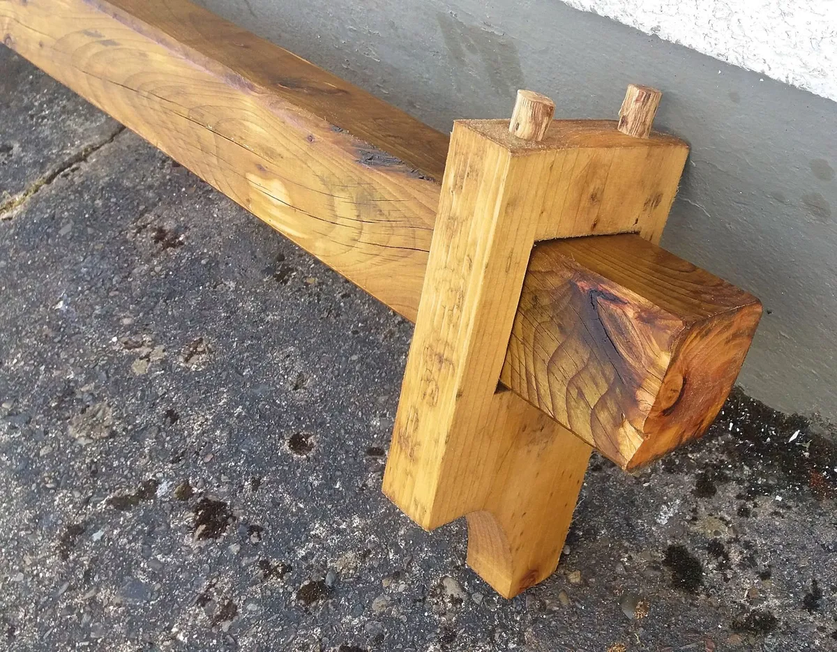 Rustic Solid Wood Floating Stove  Mantle / Shelf - Image 2