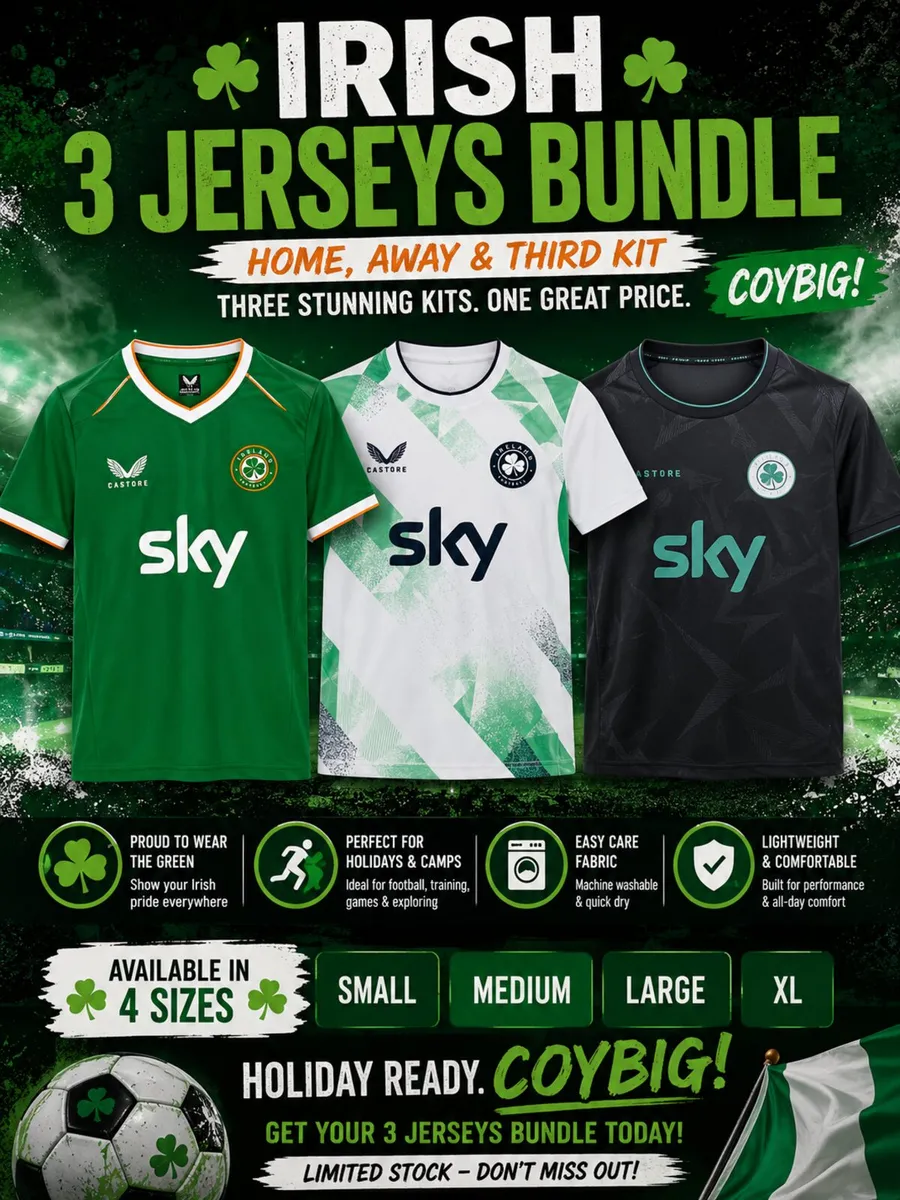 Irish soccer 3 jersey bundle offer - Image 1