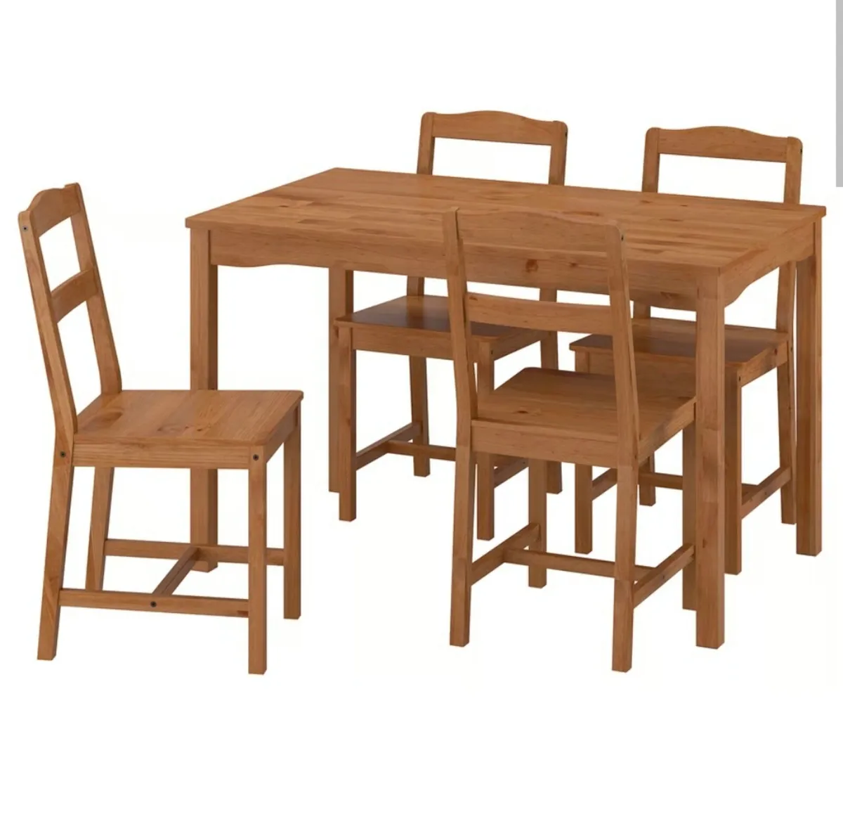 Table and 4 chairs, antique stain pine. - Image 1