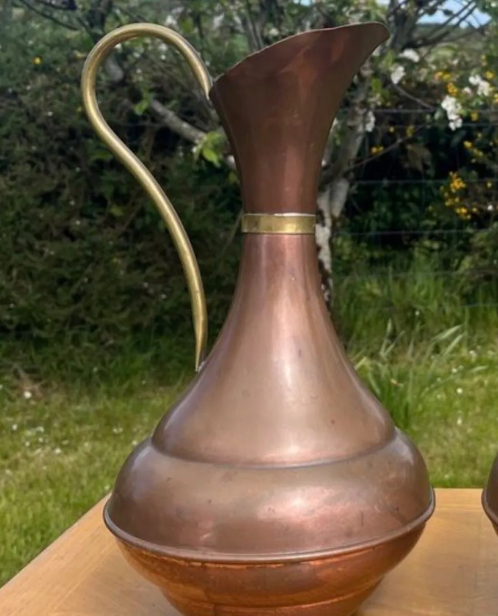 Vintage copper and brass pitcher - Image 2