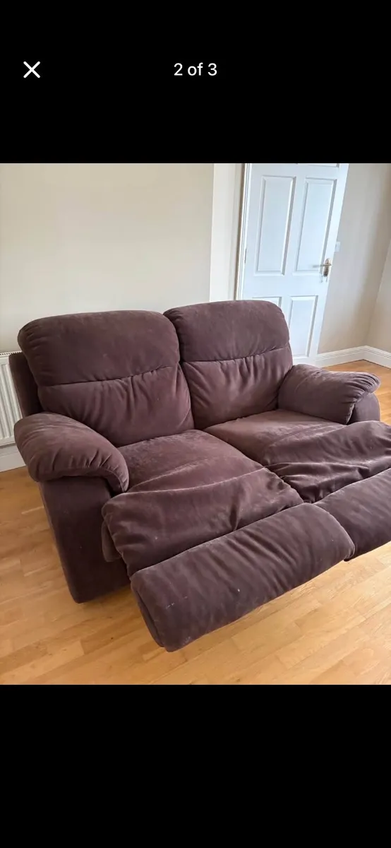 Two brown recliner couches - Image 2