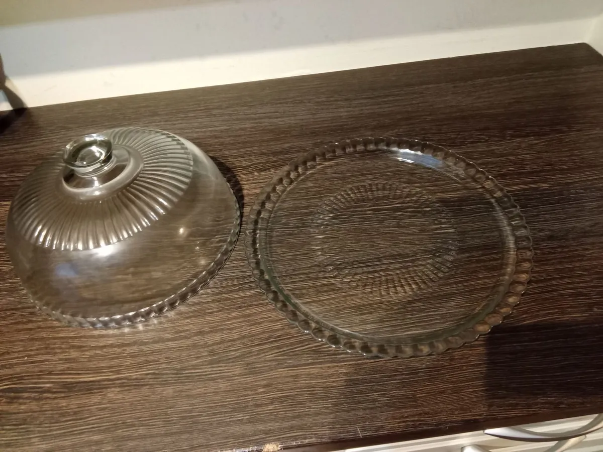 Glass Dome and Plate Cake Stand. - Image 2