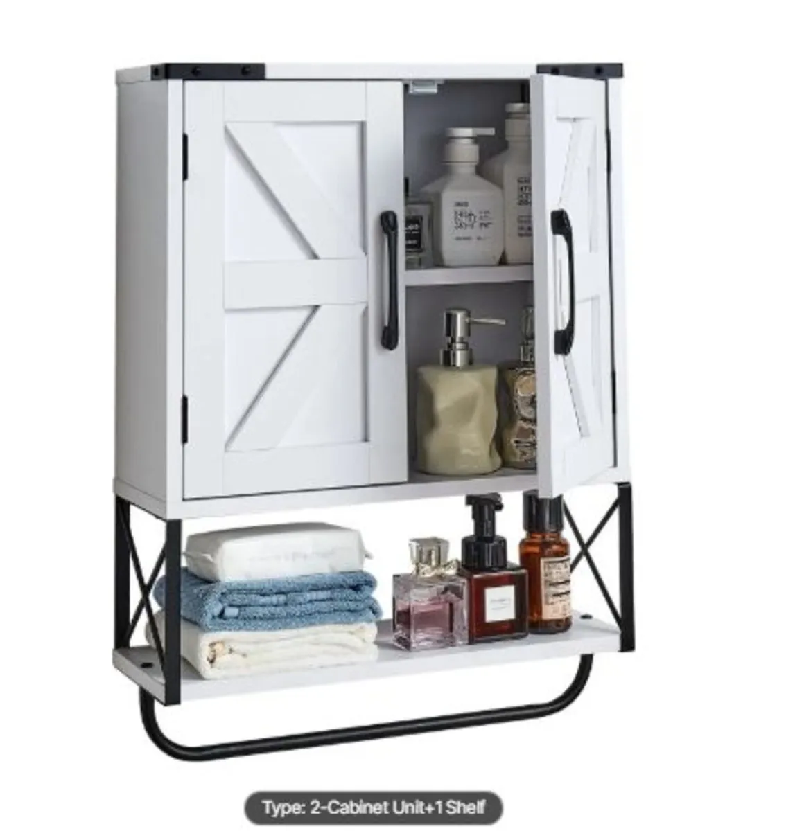 Bathroom Wall Cabinet, with 2 Doors & Adjustable - Image 1