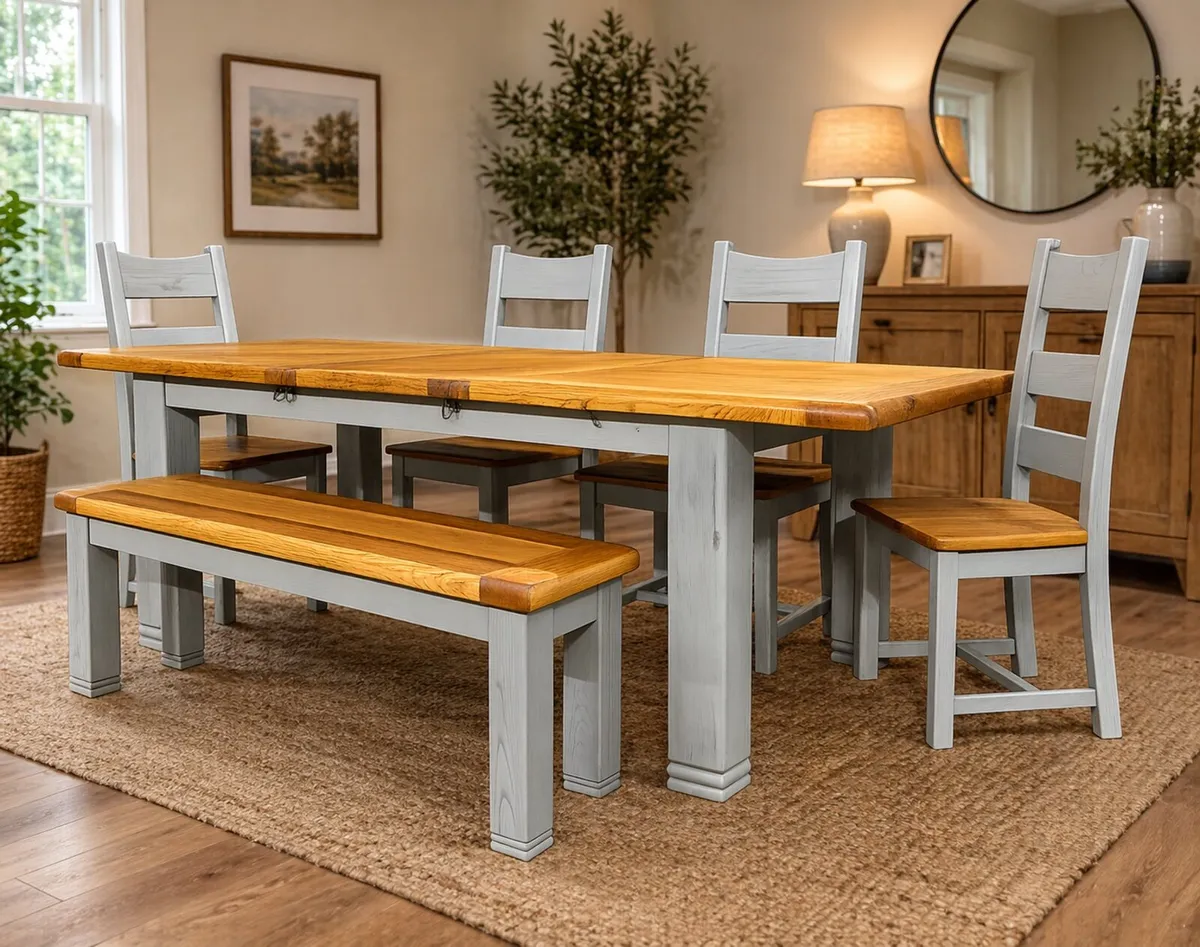 Oak Dining Table Set - Image 1