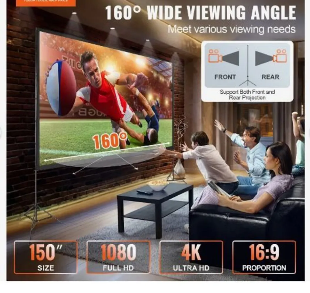 Projector Screen with Stand, 150 inch - Image 2