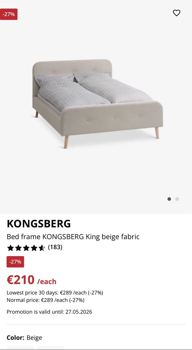Kingsize Bed and Mattress - Image 1