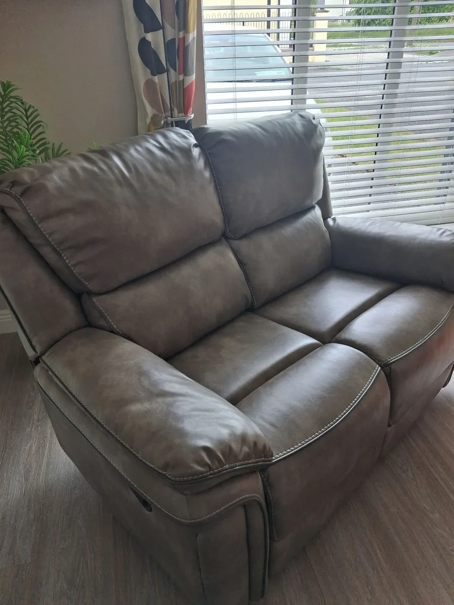Grey Montana two seater leather couch - Image 2