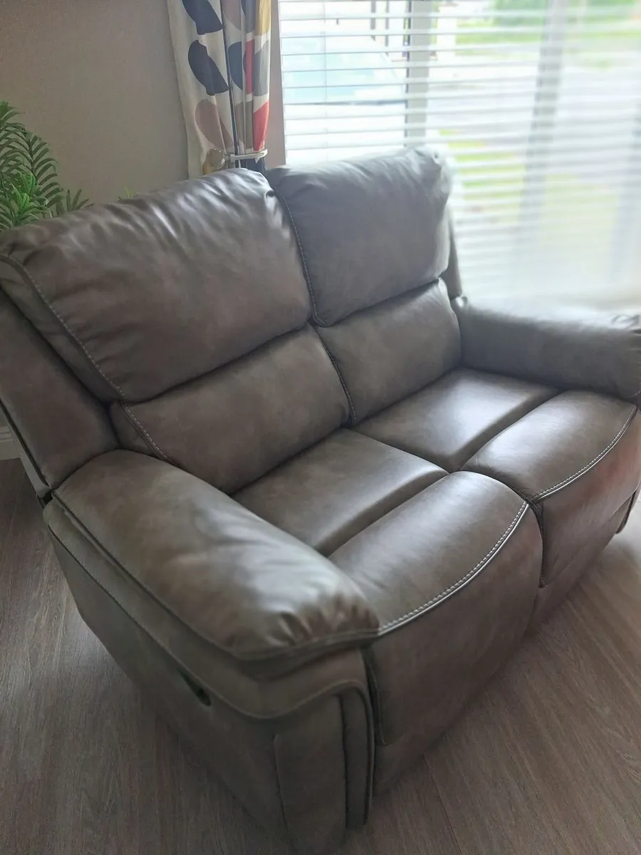 Grey Montana two seater leather couch - Image 3