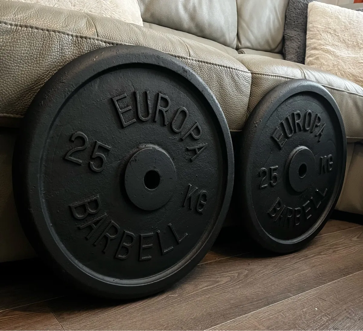 2x25kg vintage standard 1” diameter weights - Image 1