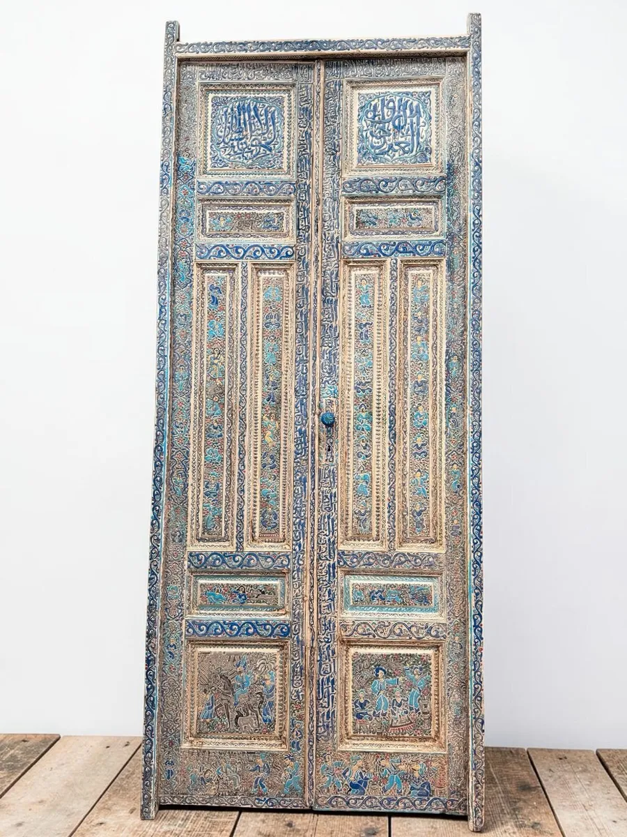 Blue and white door