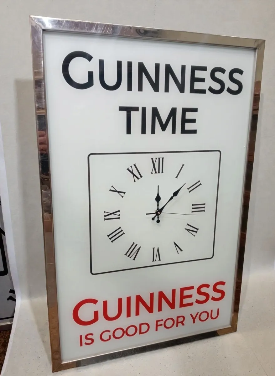 Guinness Time double sided clock milk glass