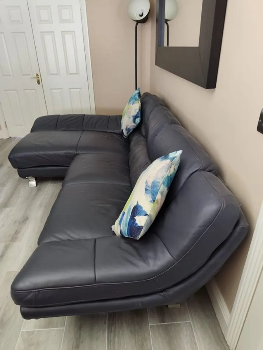 Modern Leather Corner Sofa and 2 Seater Excellent Condition - Image 2
