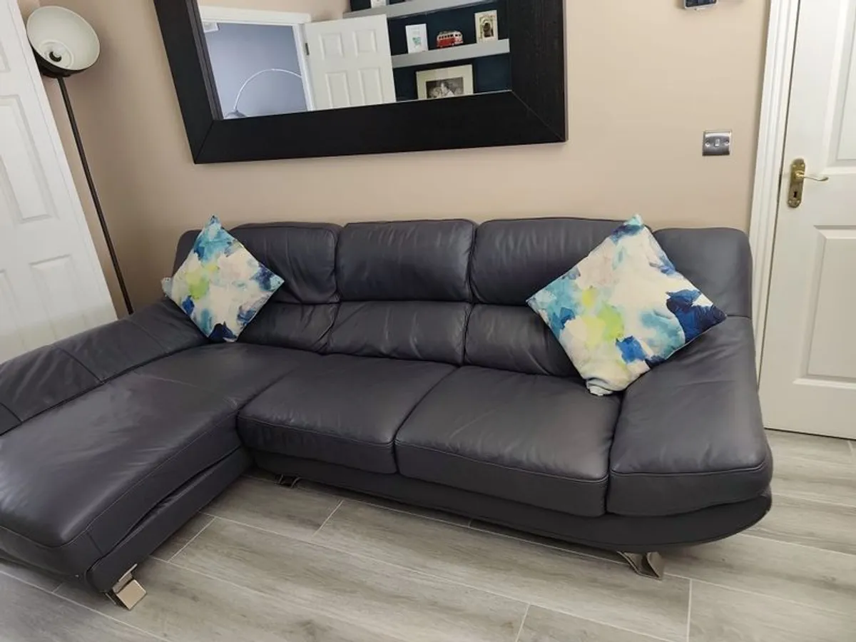 Modern Leather Corner Sofa and 2 Seater Excellent Condition - Image 3
