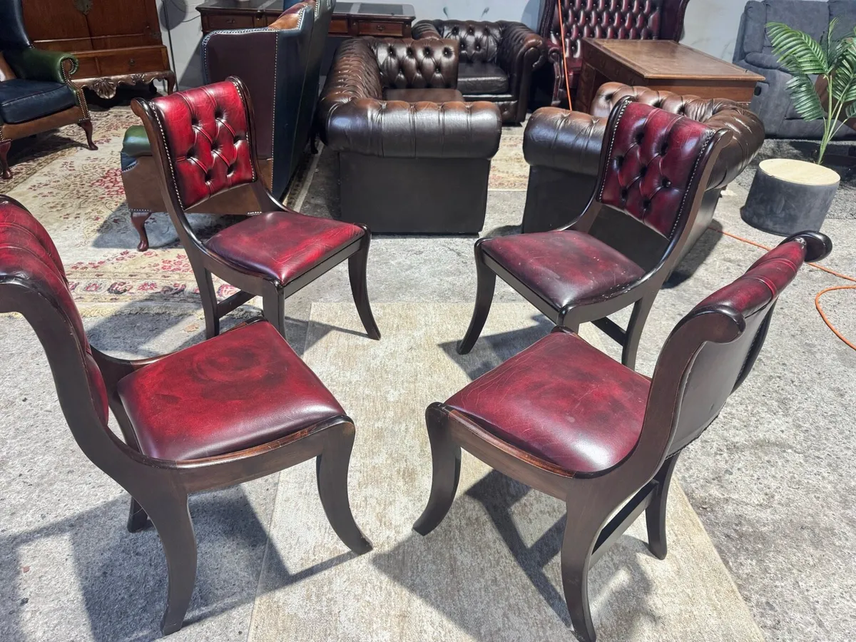 Antique 4x chesterfield dinning chairs - Image 4