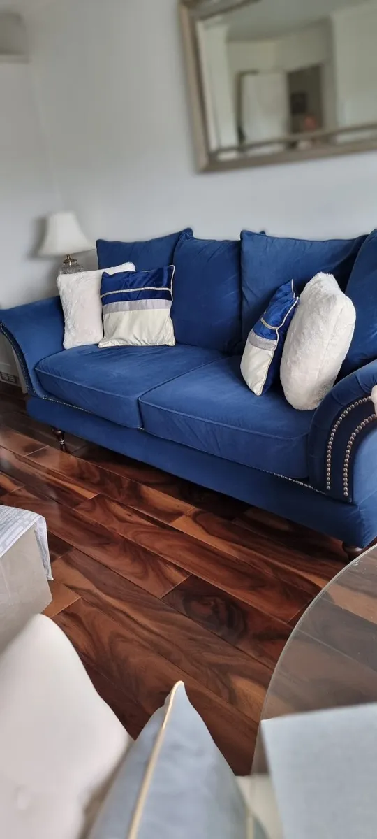 Sofa 4 Seater + 3 Seater Navy - Image 3