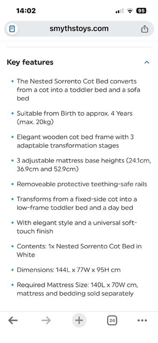 Nested Sorrento Cot Bed White - Image 3