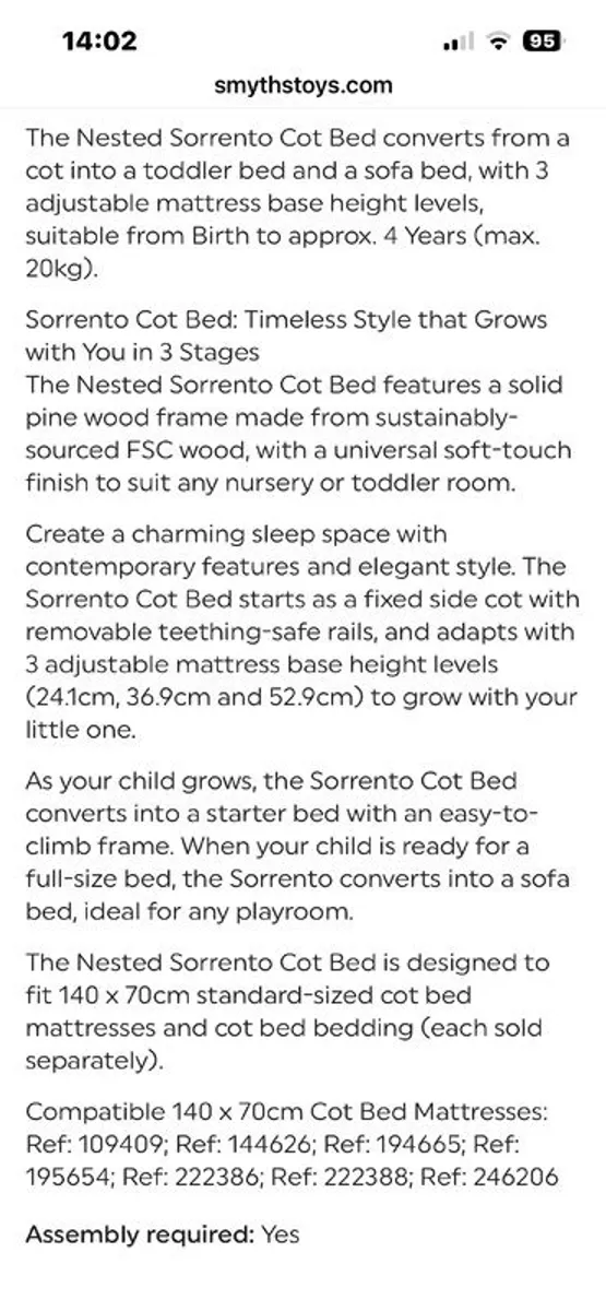 Nested Sorrento Cot Bed White - Image 4