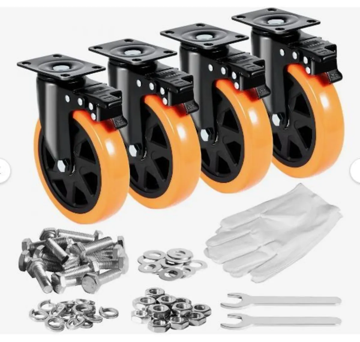 Caster Wheels, 15.2 cm Swivel Plate - Image 1