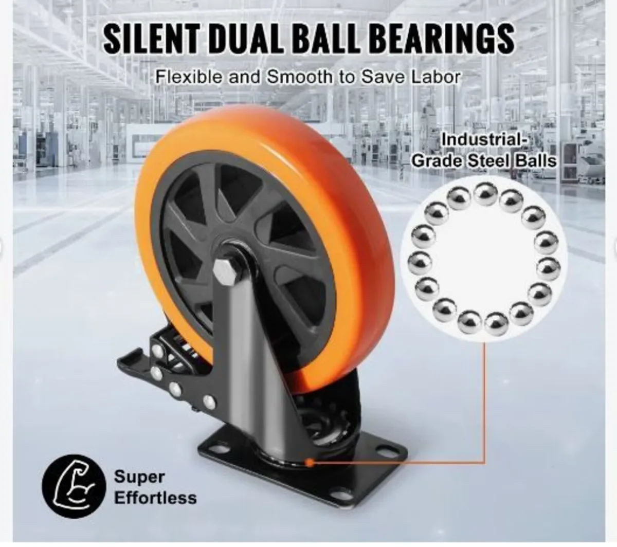 Caster Wheels, 15.2 cm Swivel Plate - Image 3