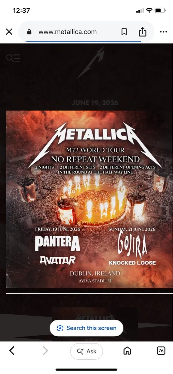 Metallica Tickets - Image 1