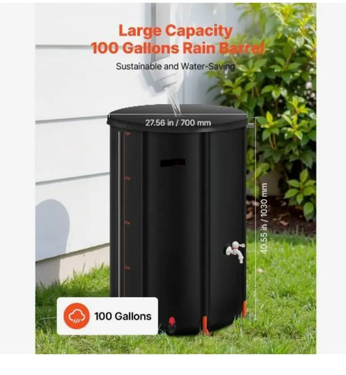 Collapsible Rain Barrel, 380 L Portable Rain Water - Image 4