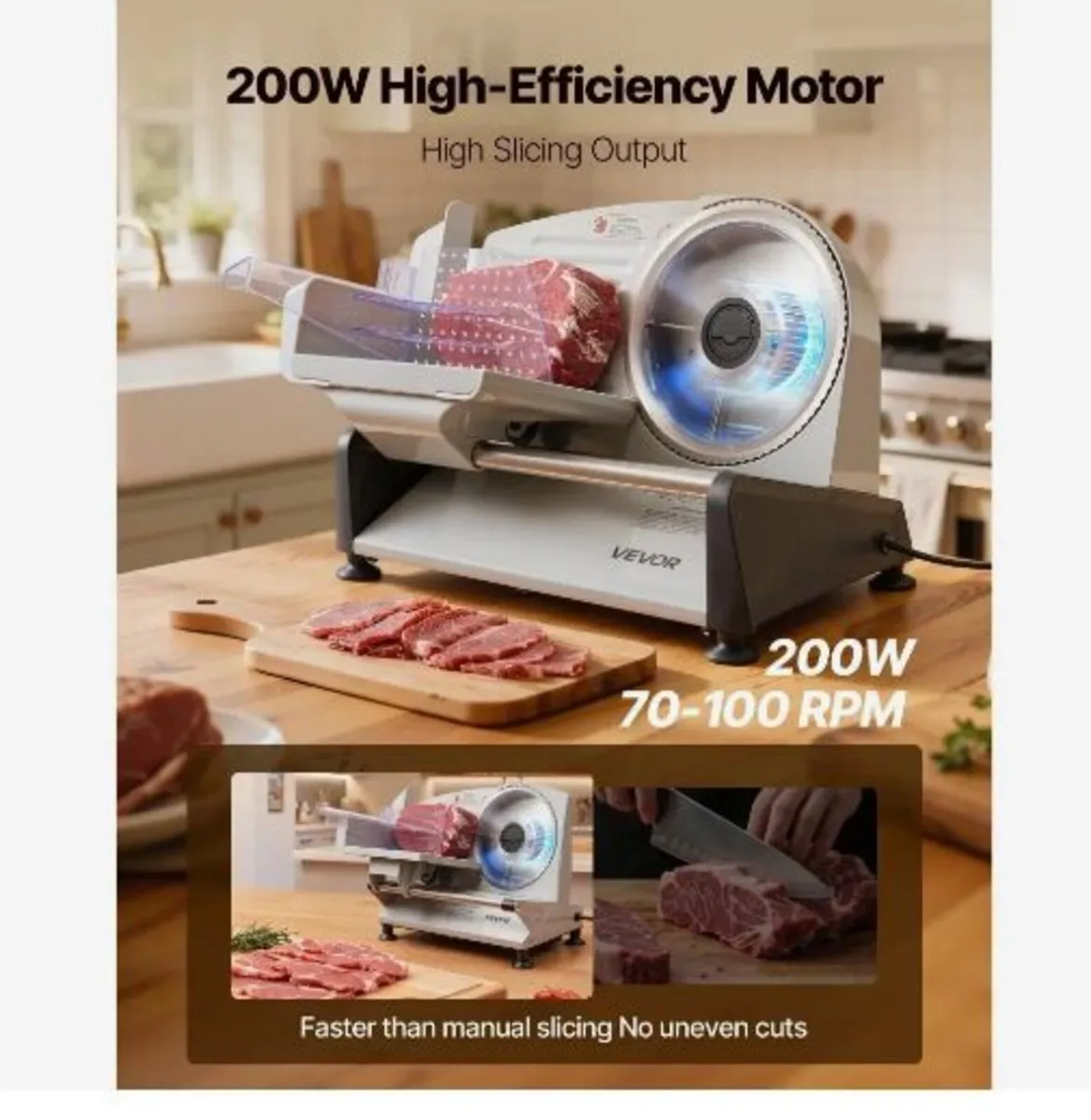 Meat Slicer, 200W Electric Deli Slicer Machine - Image 2