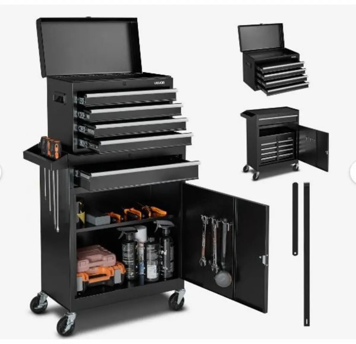 Rolling Tool Chest, 2-in-1 Design, 5 Drawers - Image 3