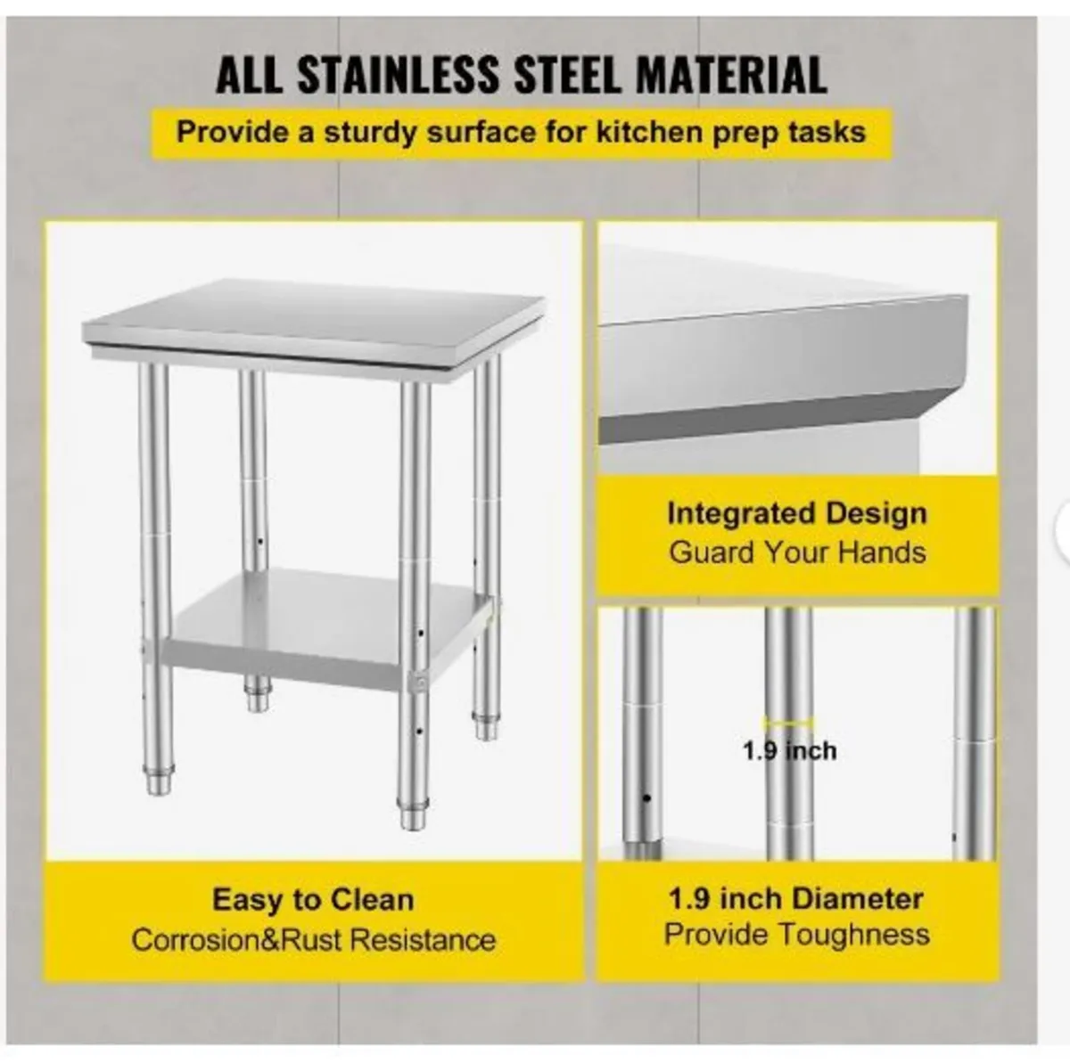 Stainless Steel Prep Table, 24 x 24 x 31 Inch - Image 4