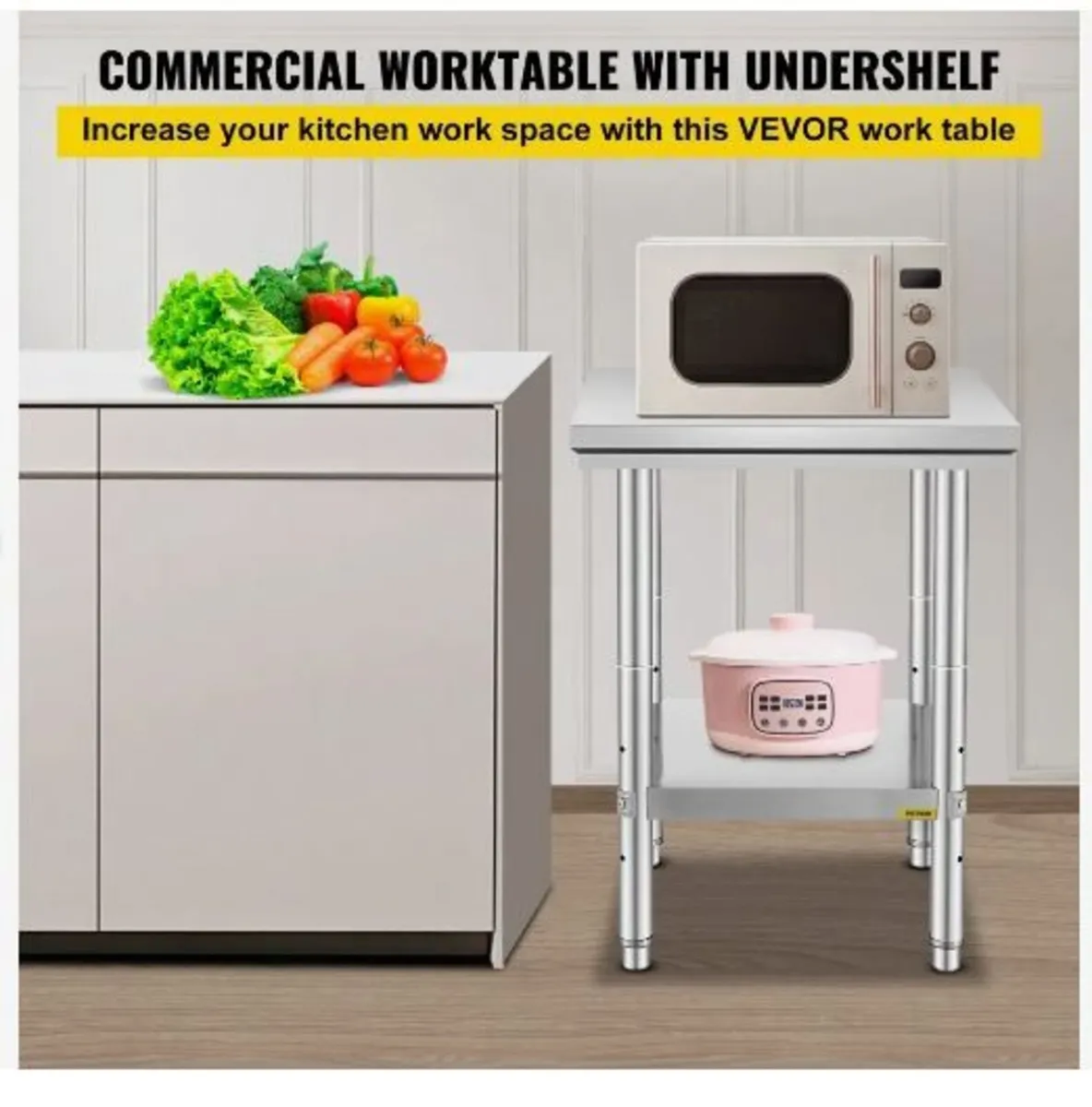 Stainless Steel Prep Table, 24 x 24 x 31 Inch - Image 2