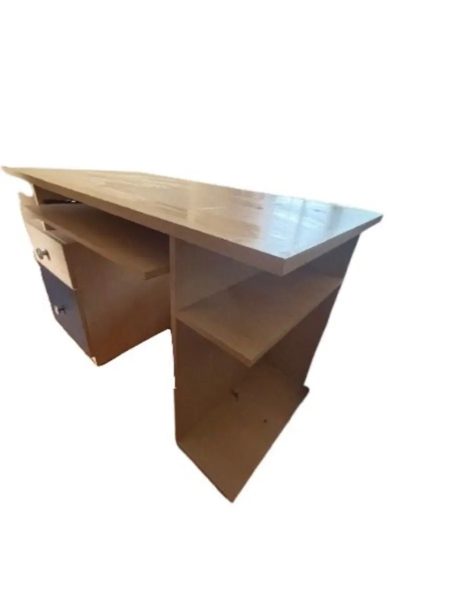 Modern Compact Desk with Drawers & Shelves - Image 1