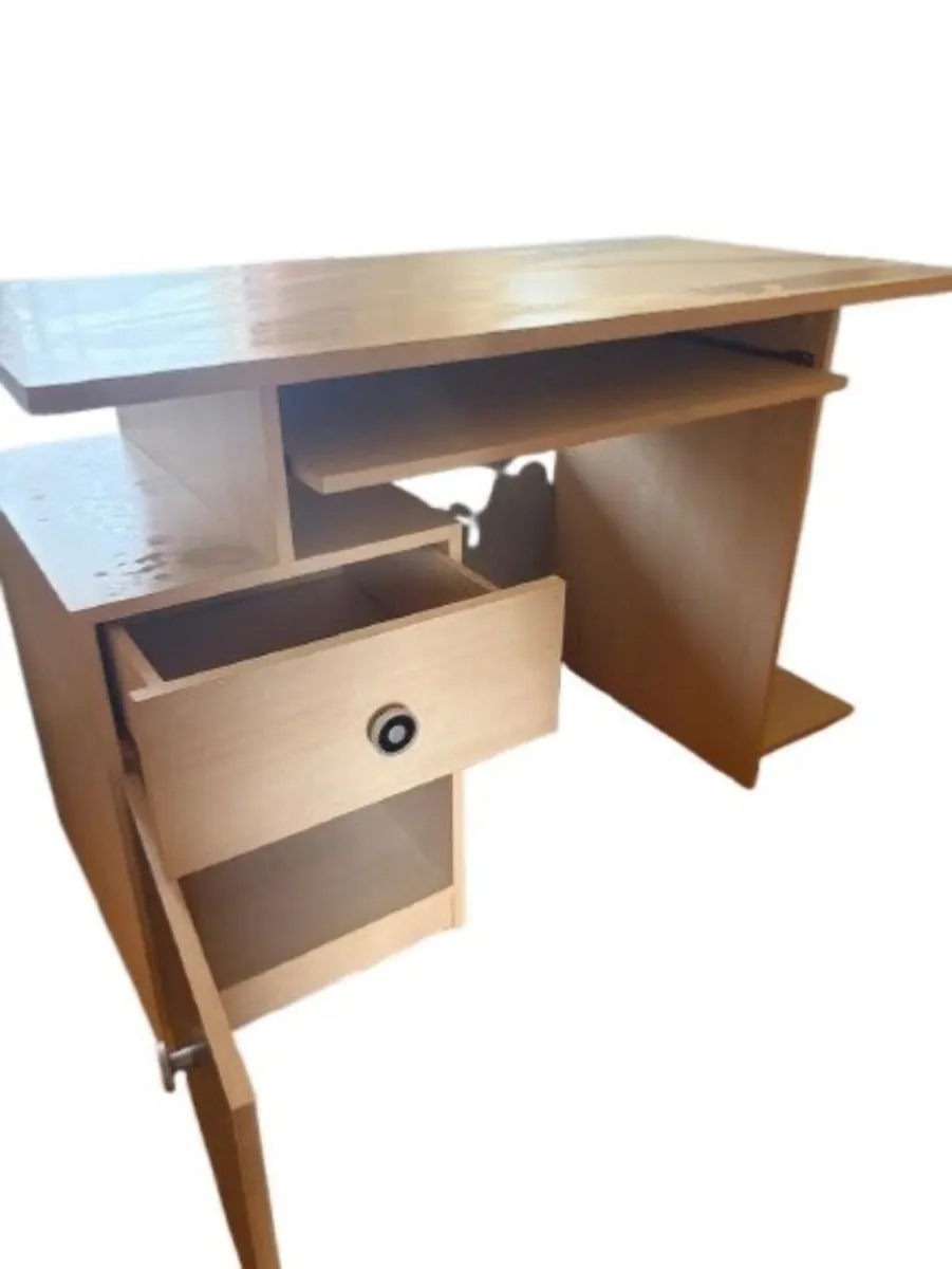 Modern Compact Desk with Drawers & Shelves - Image 4