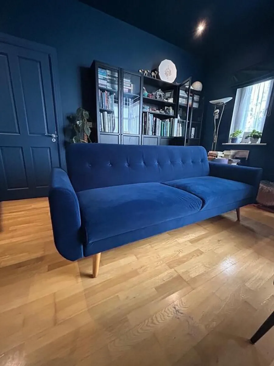 3 Seater Sofa Bed - Navy Blue - Image 1