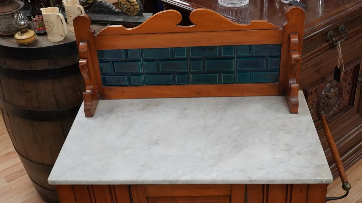 Victorian Walnut Marble Top Washstand - Image 4
