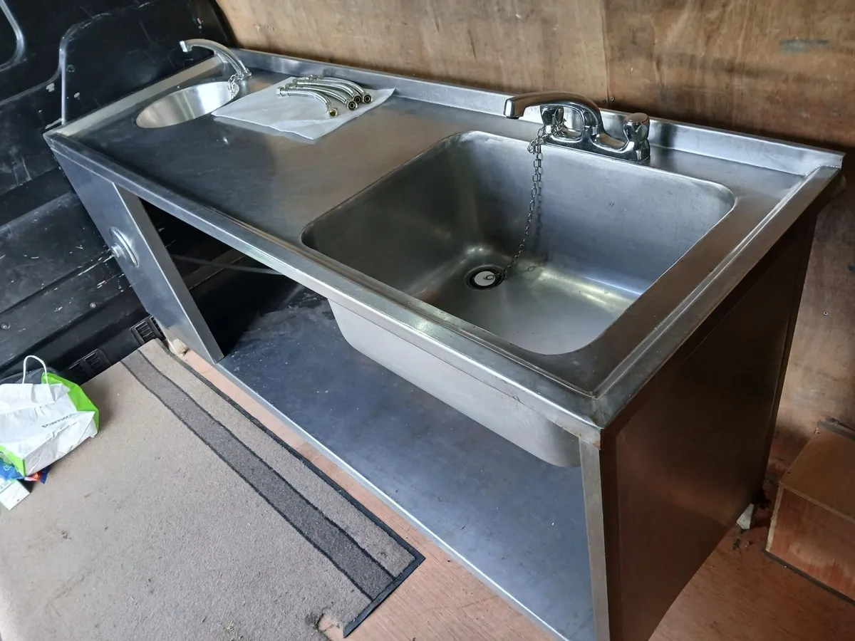 Staneless steel cabbinet double sink unit complete - Image 2
