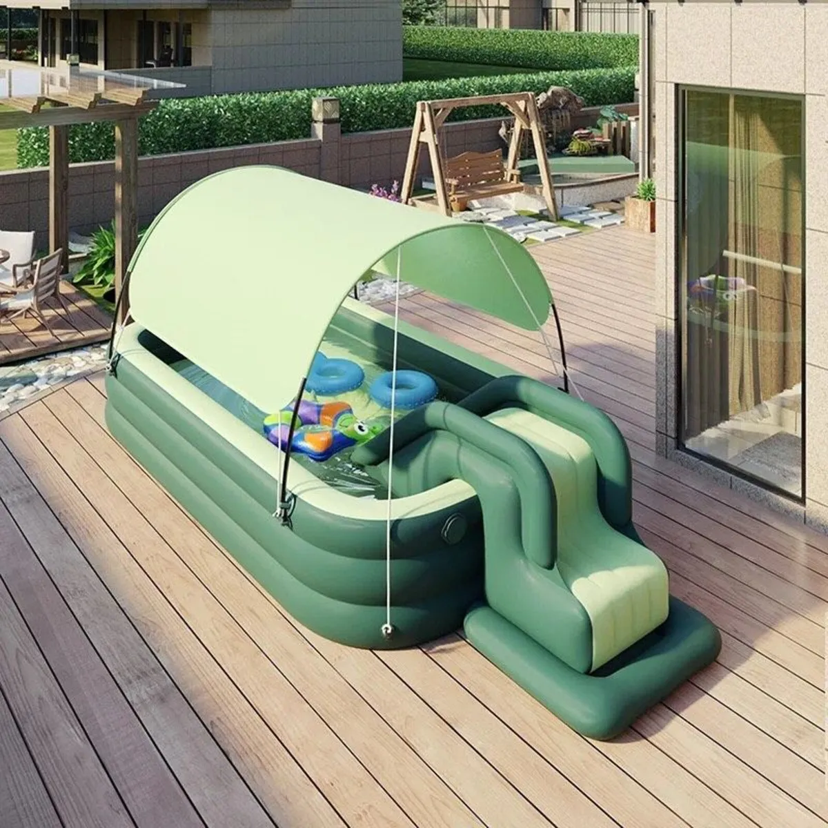 Swimming pool Length 3M with slide Green - Image 2