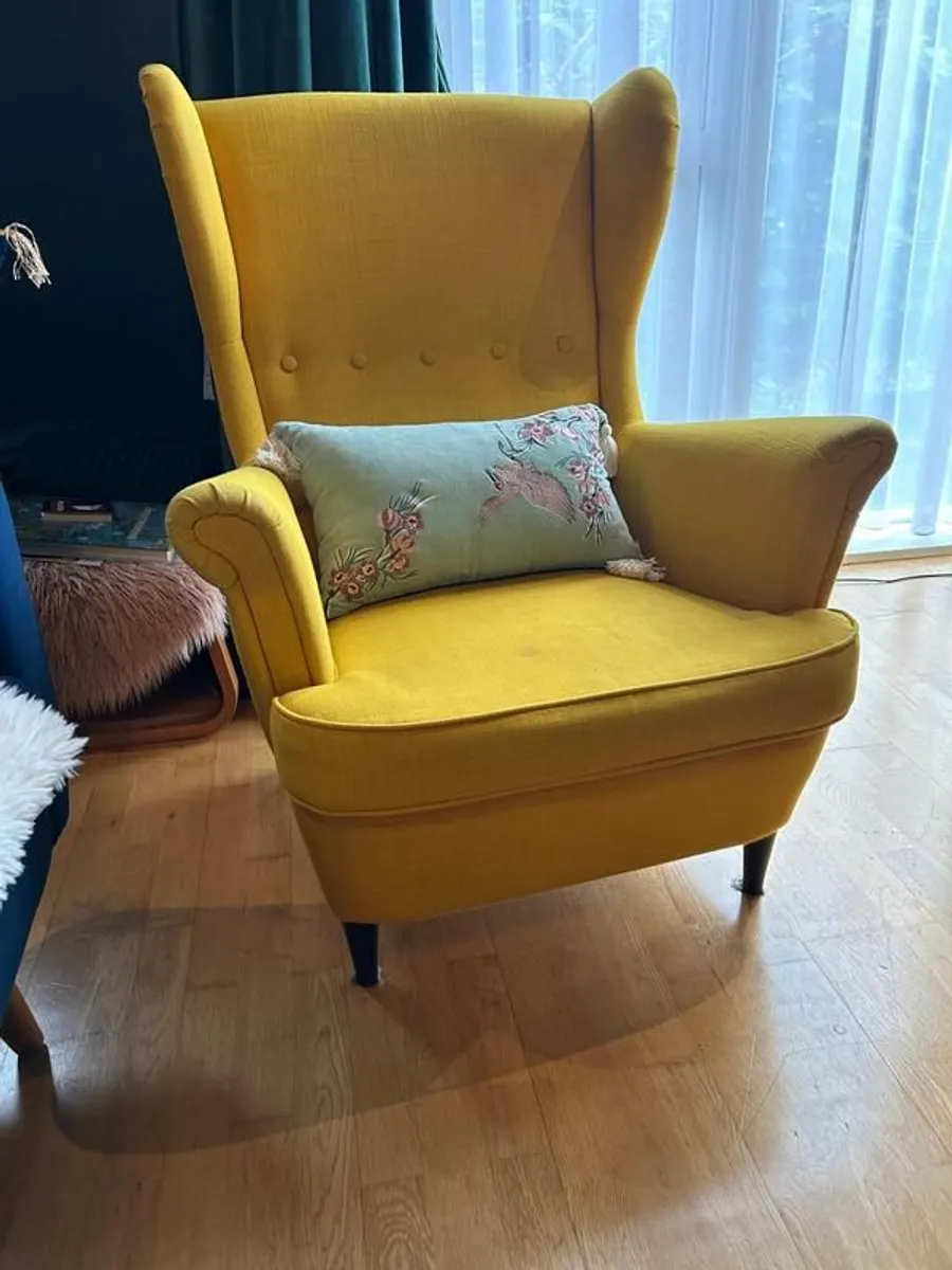 IKEA STRANDMON Armchair, Skiftebo yellow - Image 1
