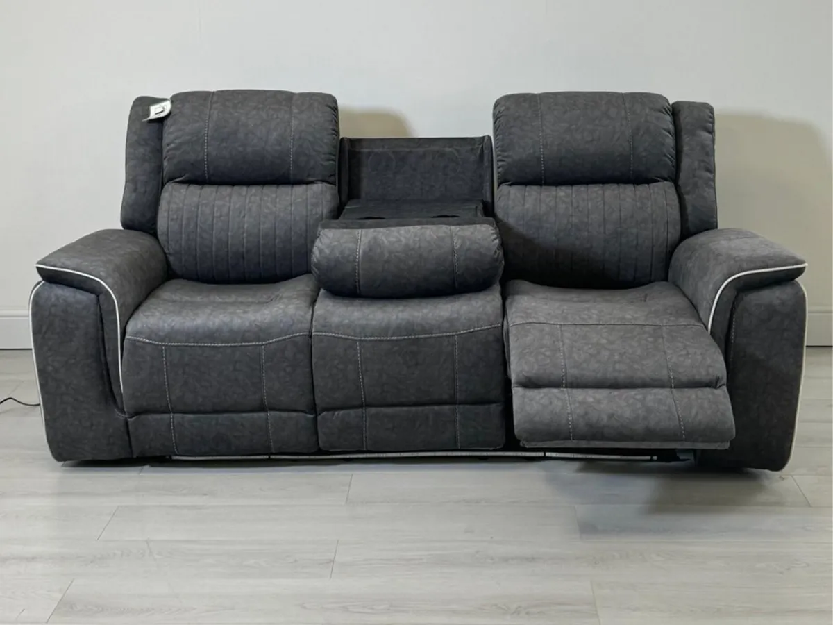 Hannan 3+2 Micro Fabric Electric Recliner Sofa Set - Image 4