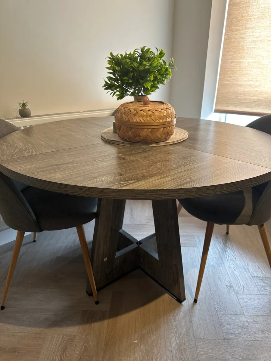 Modern Round Dining Table- Wood Effect - Image 2