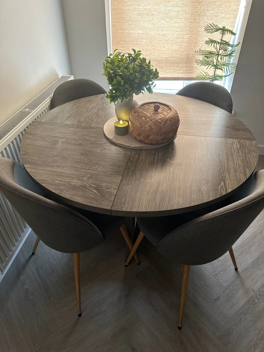 Modern Round Dining Table- Wood Effect - Image 3