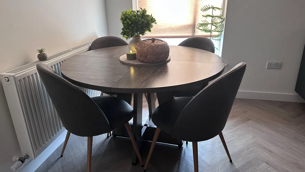 Modern Round Dining Table- Wood Effect - Image 1