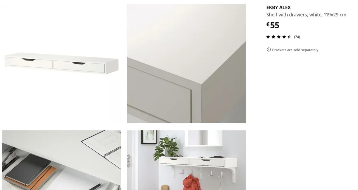 Ikea ALEX EKBY Desk Top Storage Drawers Shelf - Image 1