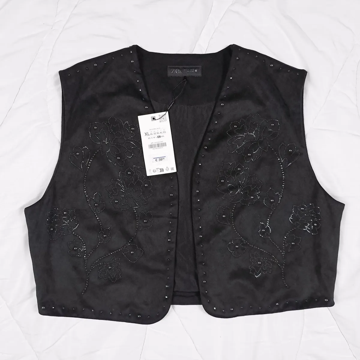 Zara Black Studded Waistcoat Vest Size XL - Image 1